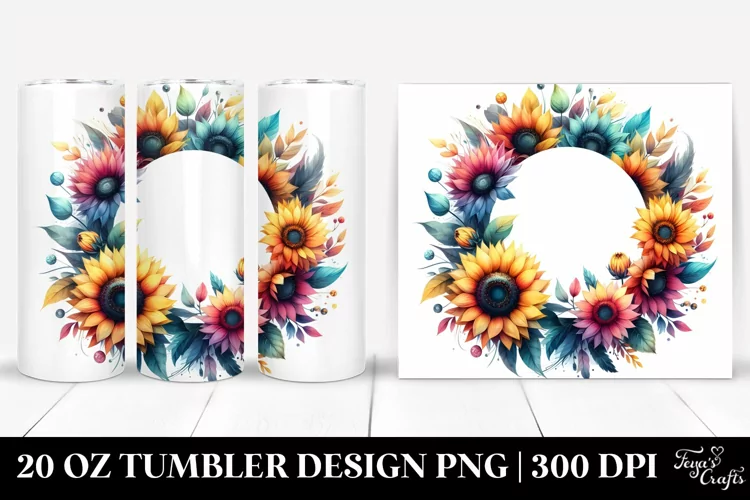 Colorful Sunflower Round Frame | 20 Oz Tumbler