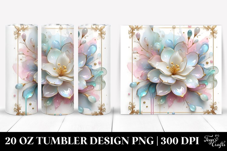 Glossy Gardenia, Watercolor 20 Oz Tumbler example image 1