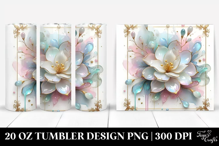 Glossy Gardenia, Watercolor 20 Oz Tumbler