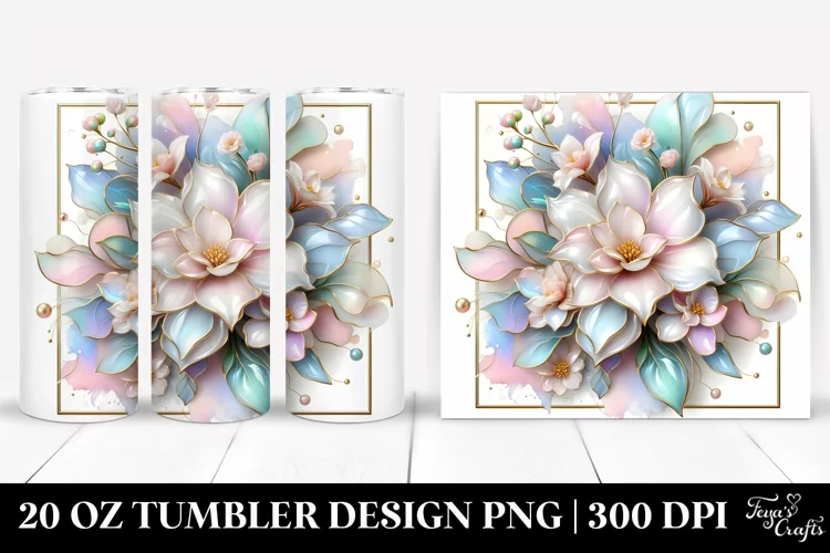 Glossy Gardenia, Watercolor 20 Oz Tumbler