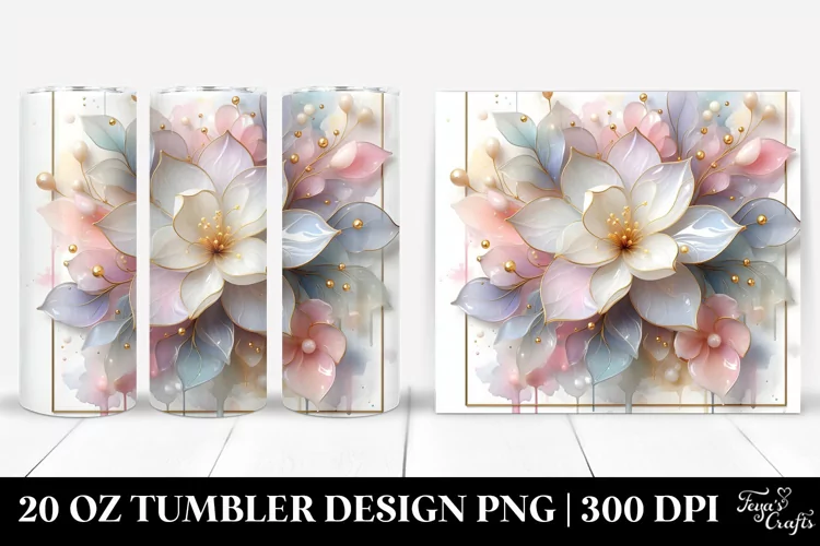 Glossy Gardenia, Watercolor 20 Oz Tumbler