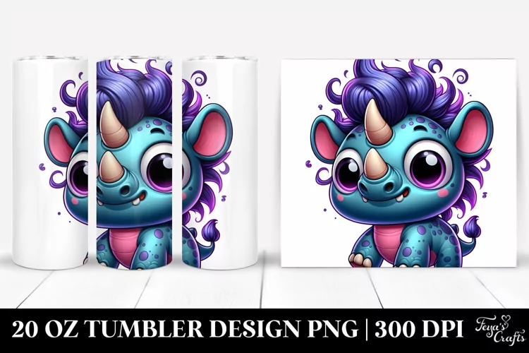 Colorful Baby Rhino Smiling | 20 Oz Tumbler
