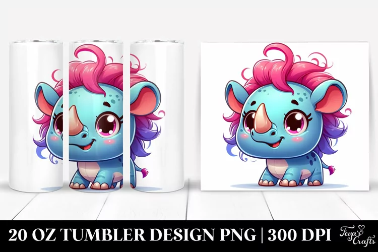 Colorful Baby Rhino Smiling | 20 Oz Tumbler
