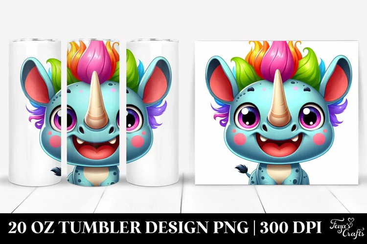 Colorful Baby Rhino Smiling | 20 Oz Tumbler