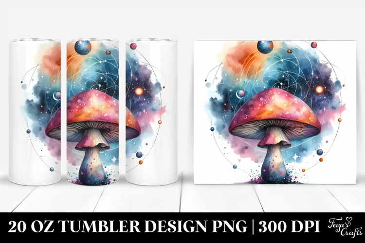 Colorful Magical Watercolor Mushroom | 20 Oz Tumbler