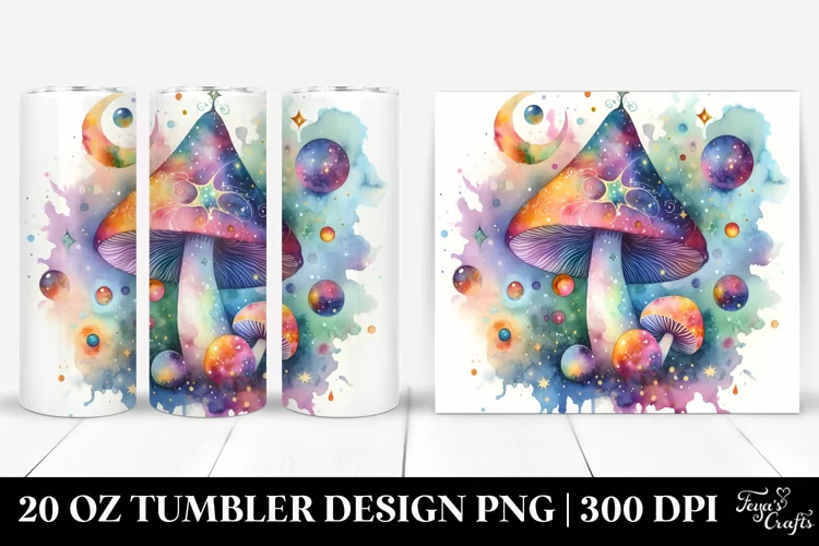 Colorful Magical Watercolor Mushroom | 20 Oz Tumbler