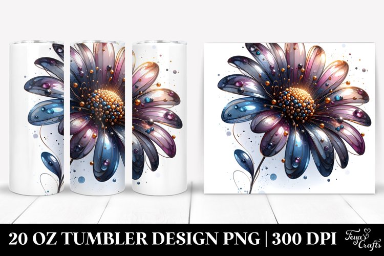 Abstract Glossy Daisy Tumbler example image 1