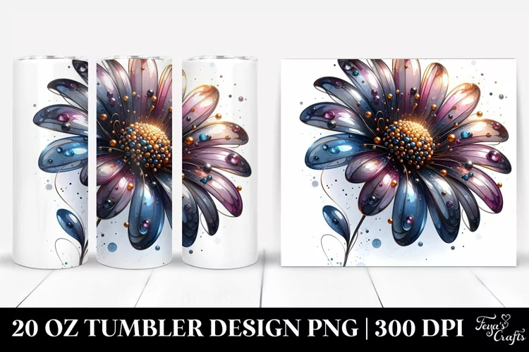 Abstract Glossy Daisy Tumbler