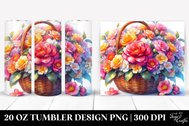 Vibrant Colorful Basket Camellia | 20 Oz Tumbler