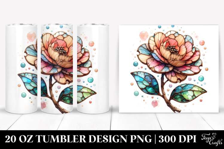 Abstract Wooden Camellia Tumbler example image 1