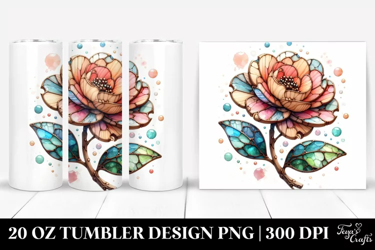 Abstract Wooden Camellia Tumbler