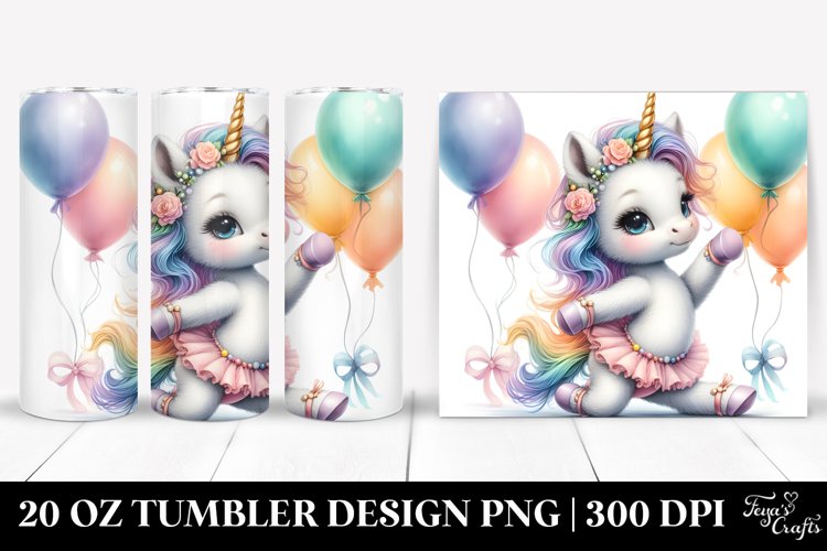 Baby Unicorn Balloon Pose | 20 Oz Tumbler example image 1