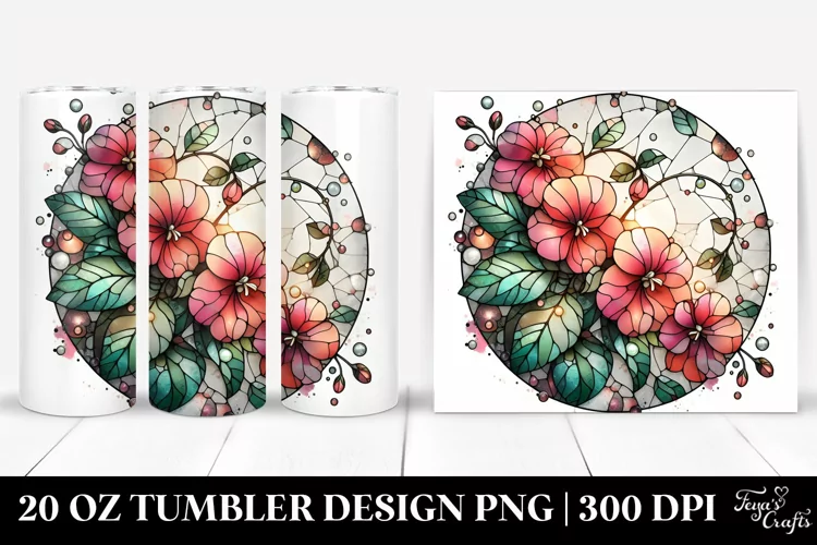 Stained Impatiens Watercolor Tumbler