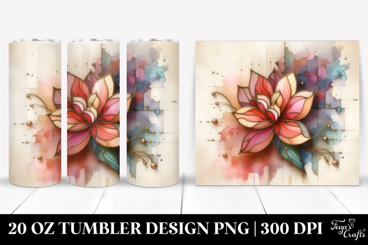 Abstract Gardenia Stained 20 Oz Tumbler example image 1