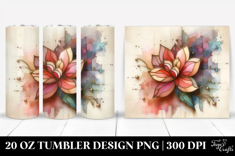Abstract Gardenia Stained 20 Oz Tumbler