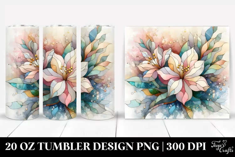 Abstract Gardenia Stained 20 Oz Tumbler