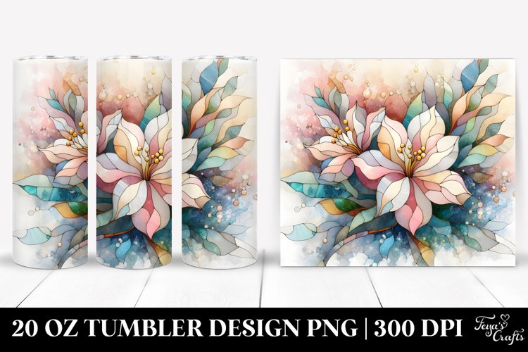 Abstract Gardenia Stained 20 Oz Tumbler example image 1