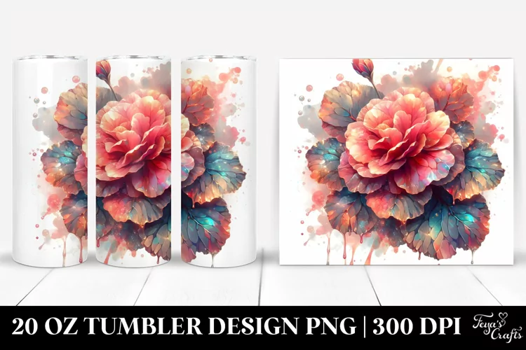 Abstract Shiny Begonia Watercolor Splash | 20 Oz Tumbler