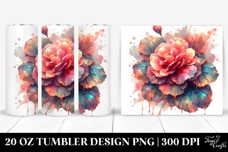 Abstract Shiny Begonia Watercolor Splash | 20 Oz Tumbler example image 1