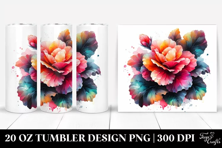 Abstract Shiny Begonia Watercolor Splash | 20 Oz Tumbler