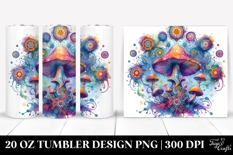 Vibrant Celestial Mushroom Clipart, Transparent 20 Oz