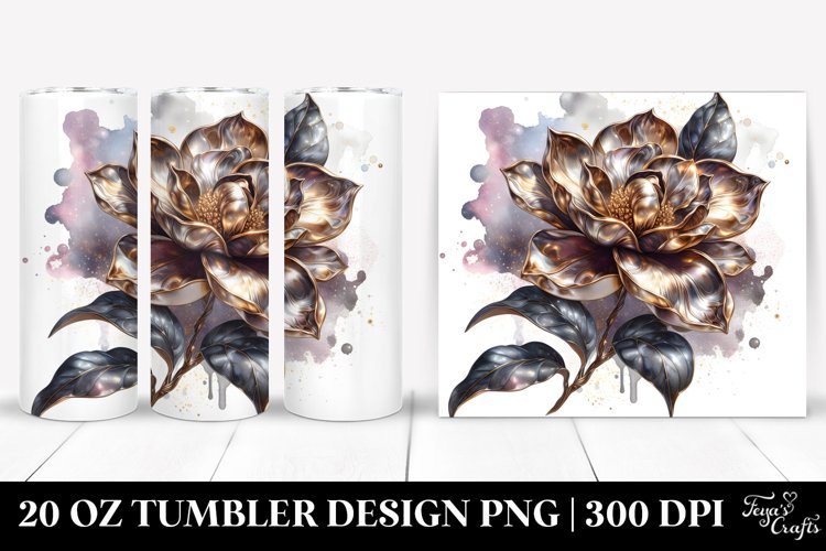 Detailed Shiny Gardenia Watercolor Splash | 20 Oz Tumbler example image 1