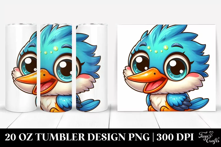 Colorful Cartoon Crazy Looking Kingfisher | 20 Oz Tumbler