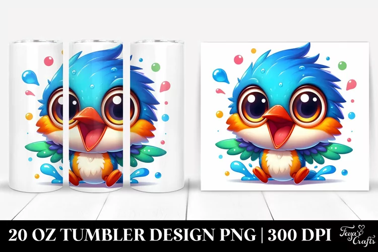 Colorful Cartoon Crazy Looking Kingfisher | 20 Oz Tumbler