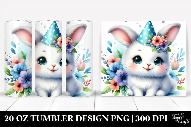Colorful Party Hat Baby Rabbit | 20 Oz Tumbler