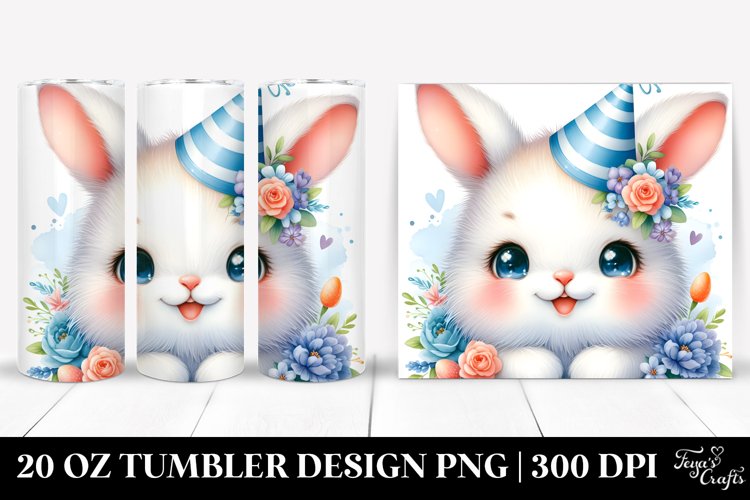 Colorful Party Hat Baby Rabbit | 20 Oz Tumbler example image 1