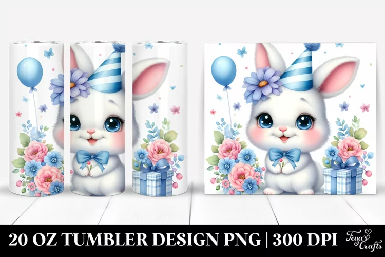 Colorful Party Hat Baby Rabbit | 20 Oz Tumbler