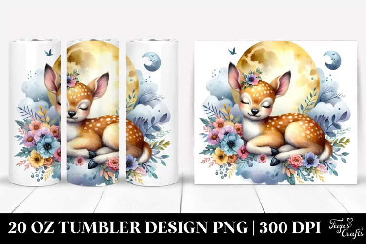 Colorful Baby Deer on Moon | 20 Oz Tumbler