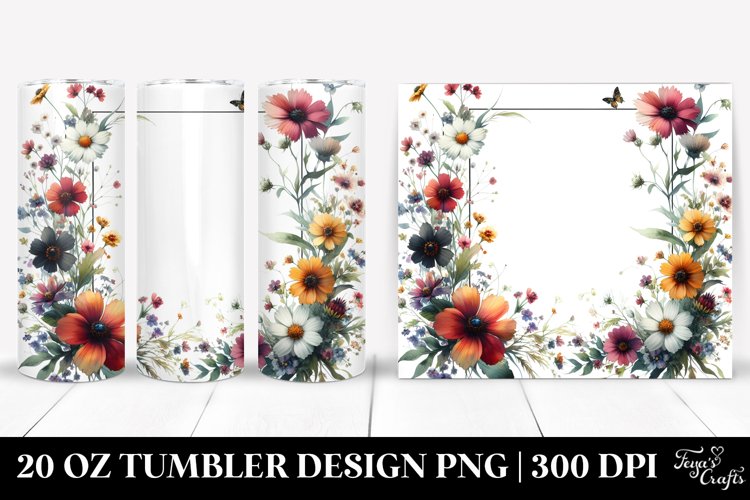 Centered Watercolor Flowers | 20 oz Tumbler