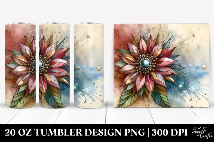 Elegant Sunflower Stained 20 Oz Tumbler example image 1