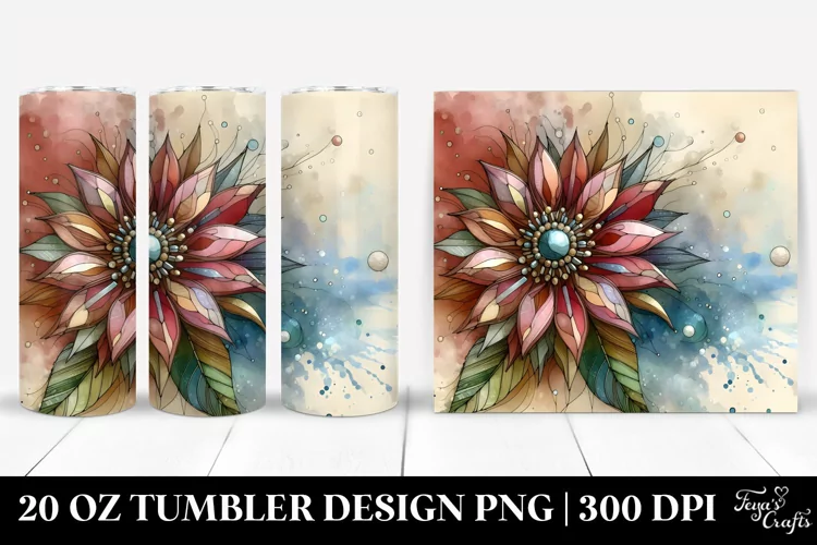 Elegant Sunflower Stained 20 Oz Tumbler