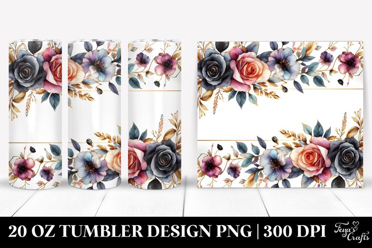 Colorful Black Roses Gold Insertions 20 Oz Tumbler