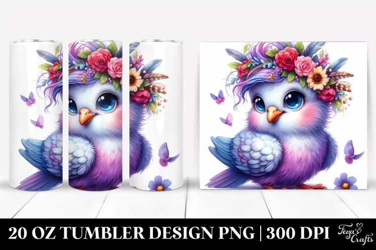 Cute Baby Dove with Floral Wreath 20 Oz Tumbler