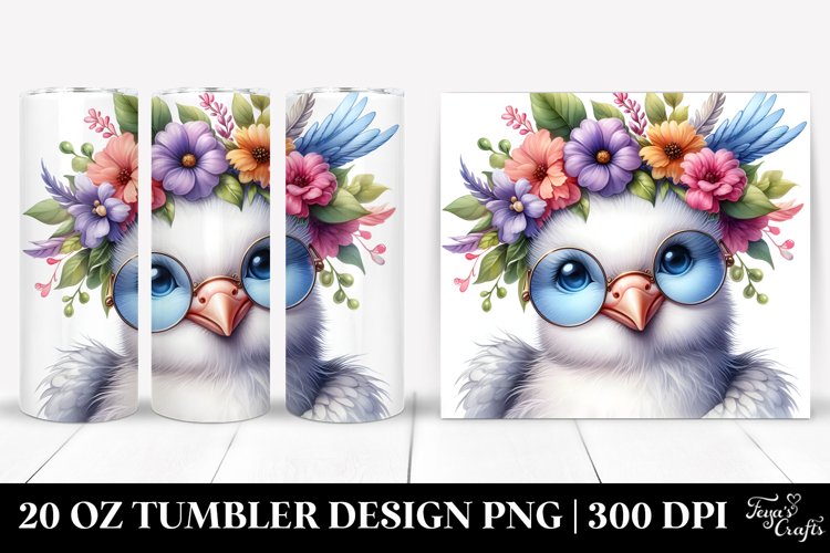 Cute Baby Dove with Floral Wreath 20 Oz Tumbler