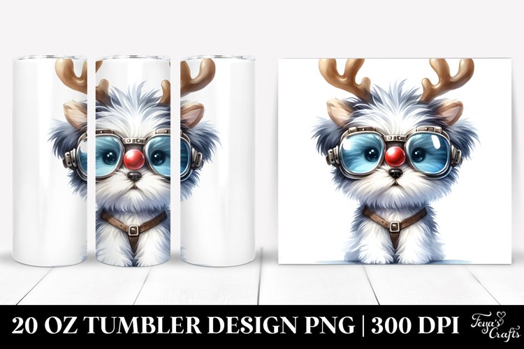 Expressive Havanese 20 Oz Tumbler Wearing Reindeer Horns example image 1