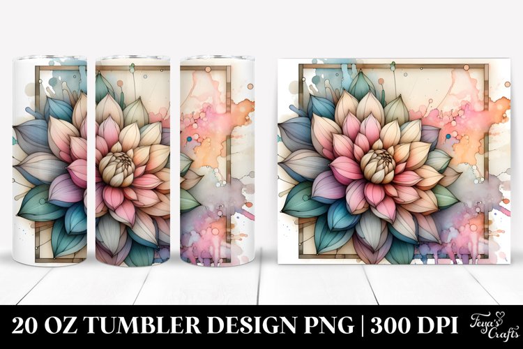 Abstract Stained Dahlia 20 Oz Tumbler example image 1