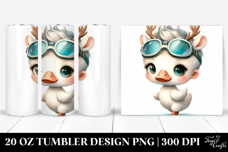 Expressive Swan 20 Oz Tumbler Wearing Reindeer Horns