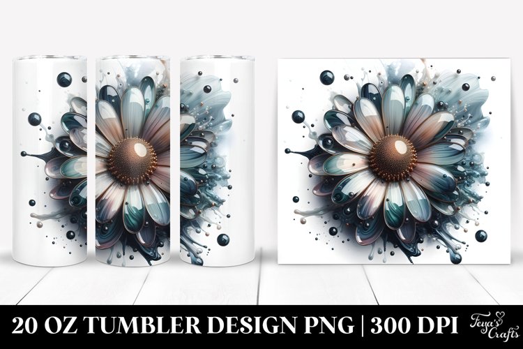 Abstract Daisy with Metallic Insertions | 20 Oz Tumbler example image 1