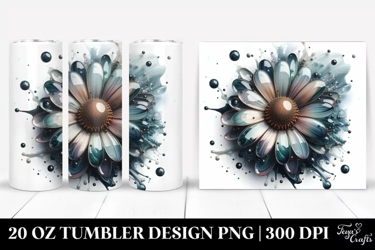Abstract Daisy with Metallic Insertions | 20 Oz Tumbler