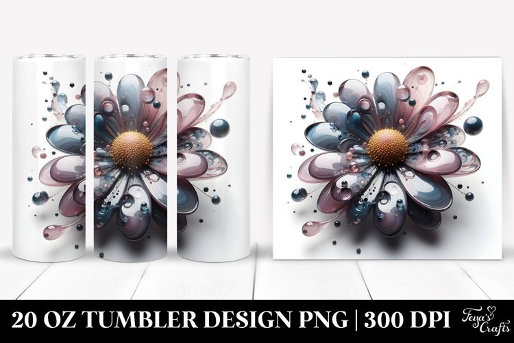 Abstract Daisy with Metallic Insertions | 20 Oz Tumbler example image 1