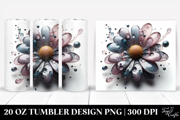 Abstract Daisy with Metallic Insertions | 20 Oz Tumbler