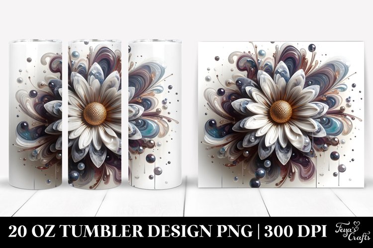 Abstract Daisy with Metallic Insertions | 20 Oz Tumbler example image 1