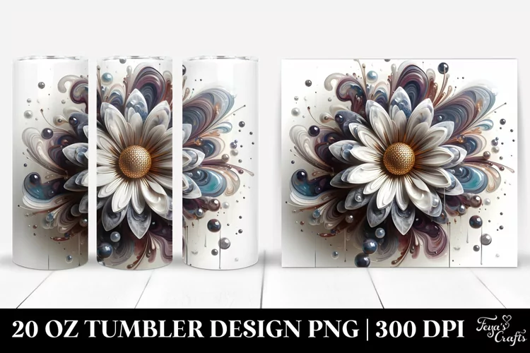 Abstract Daisy with Metallic Insertions | 20 Oz Tumbler