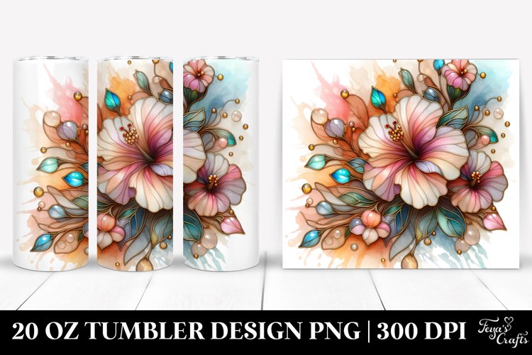 Stained Hibiscus 20 Oz Tumbler example image 1
