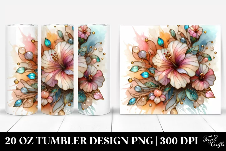 Stained Hibiscus 20 Oz Tumbler