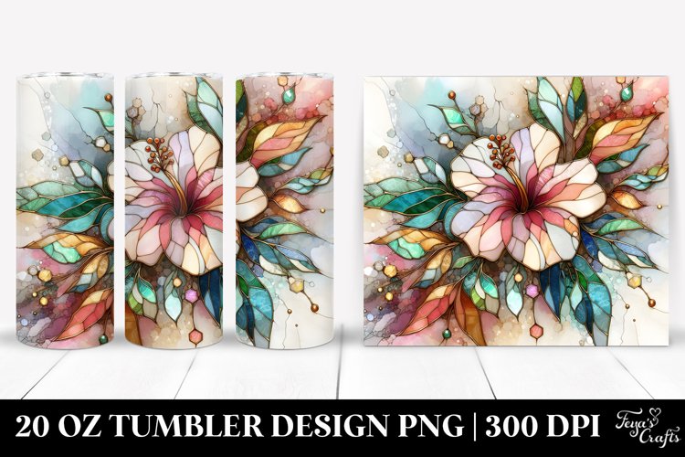 Stained Hibiscus 20 Oz Tumbler example image 1